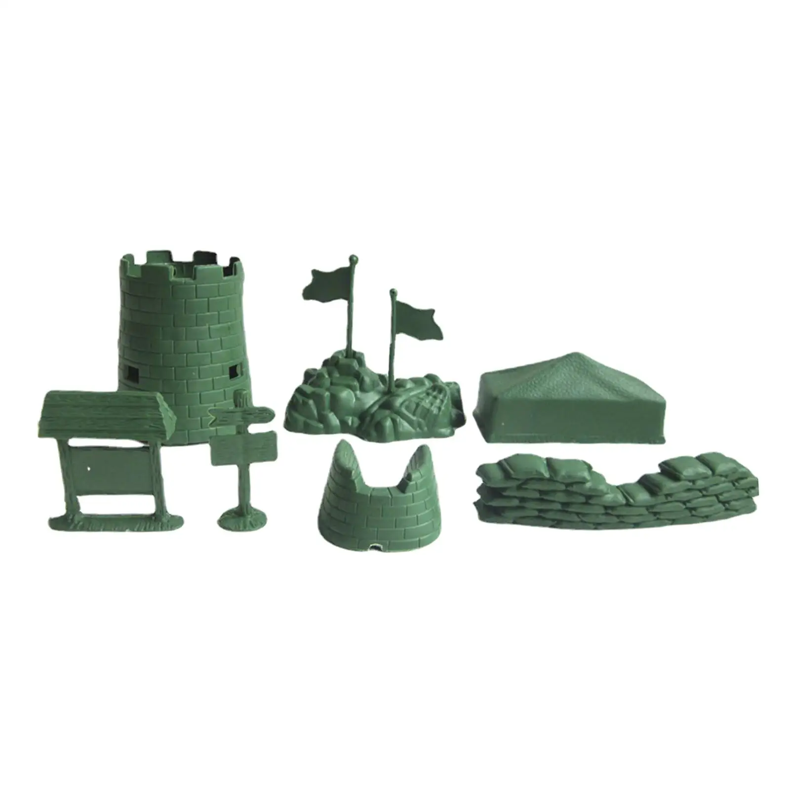 7 Pieces Jungle War Training Scene Accessories Battle Background Miniature Sand Table Collections Party Toy War Scene Layout