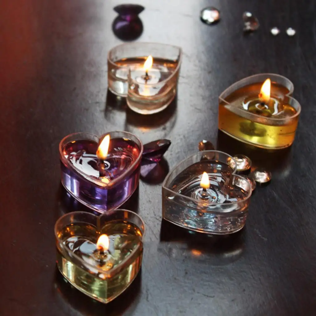 10x Heart Shaped  Clear Tealight   Container Candle 