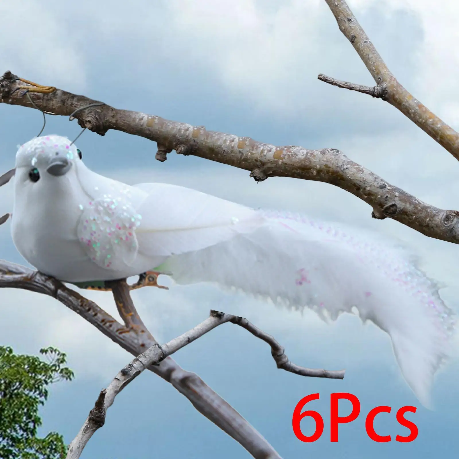 6x Lifelike Feathered Birds Decorative Sculpture Simulation Garden Figurine Realistic Foam Birds for Garden Window Decorations