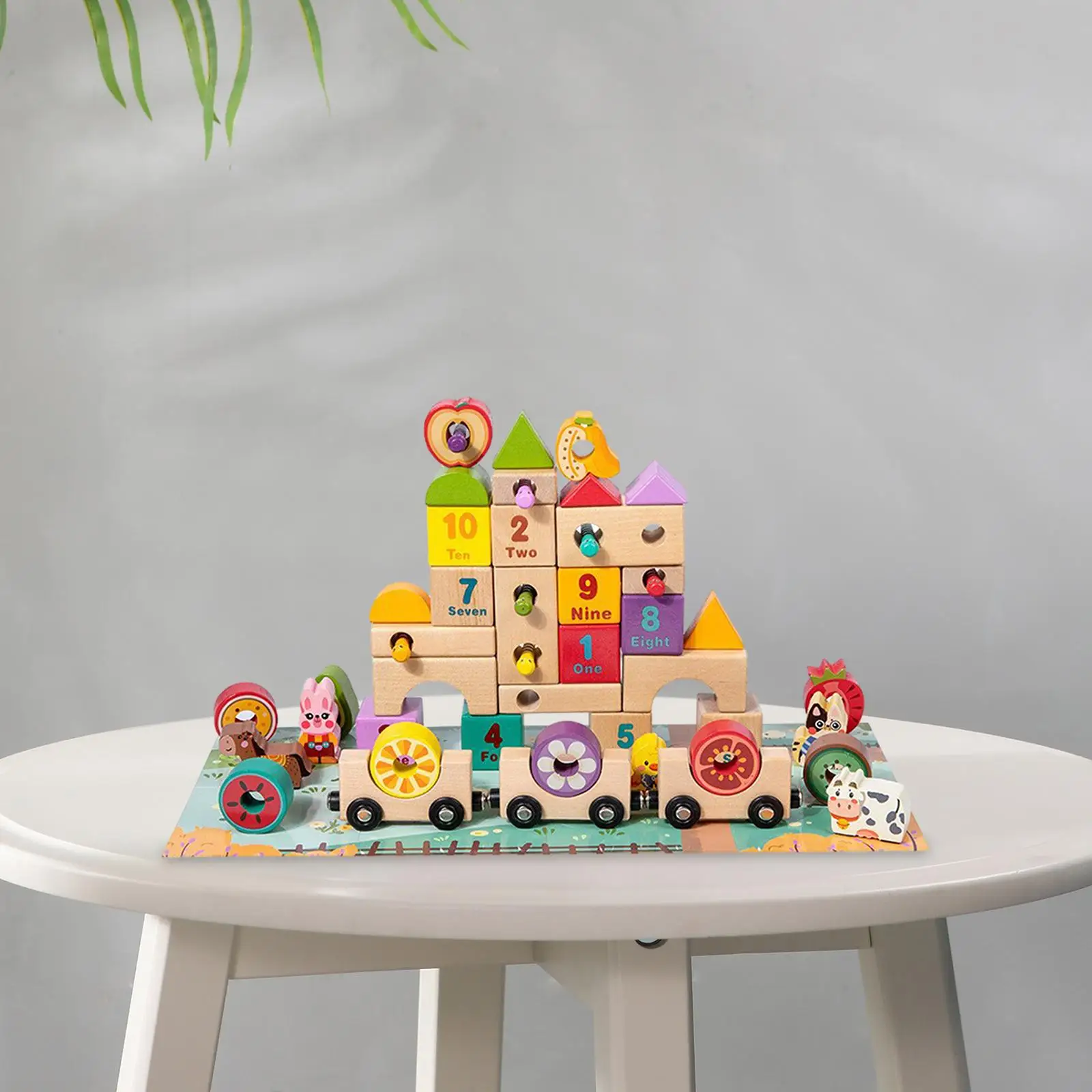 Wooden Building Blocks Set Montessori Toys for New Year Birthday Gifts