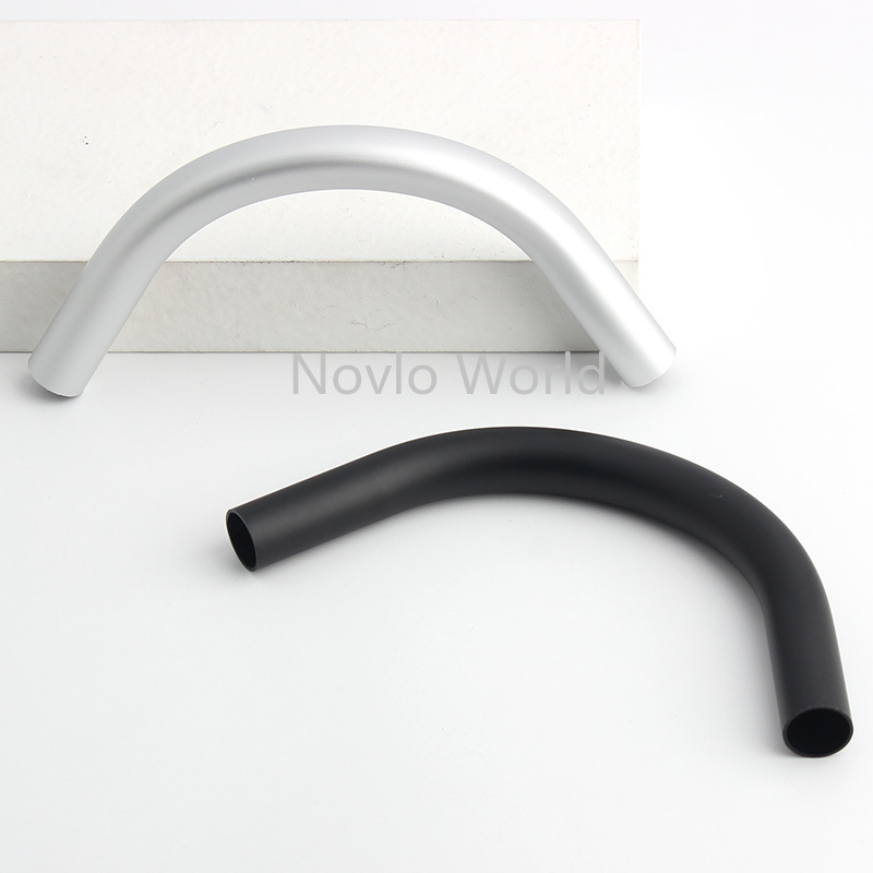 4-10pcs 14.5x6.5cm 2022 New Black And Chrome New Hot Sale Alloy Aluminum Curved Tube Handle For Bag Accessories – Detail 6