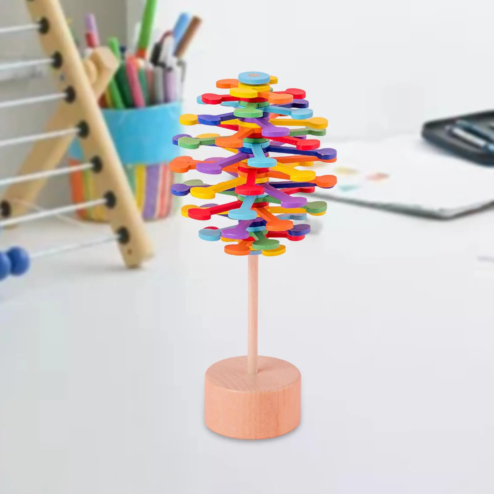 Multicolor Rotating Spiral Lollipop Wooden Rotary Spiral Lollipop for Birthday Party Favors