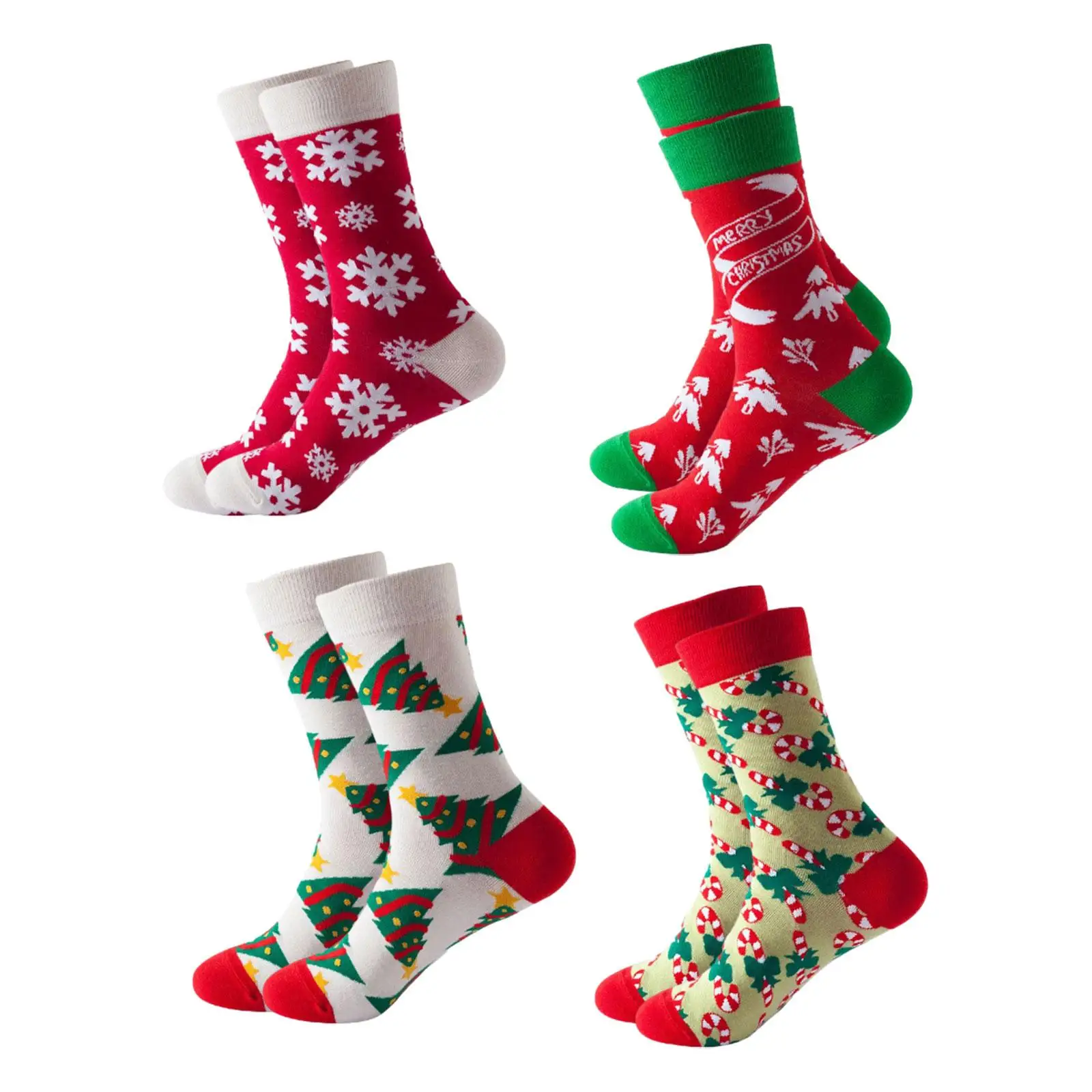 4 Pairs Christmas Socks Boot Stockings Thick Fashion Soft Warmer Socks for Work Cold Weather Daily Wear Festival Fancy Christmas
