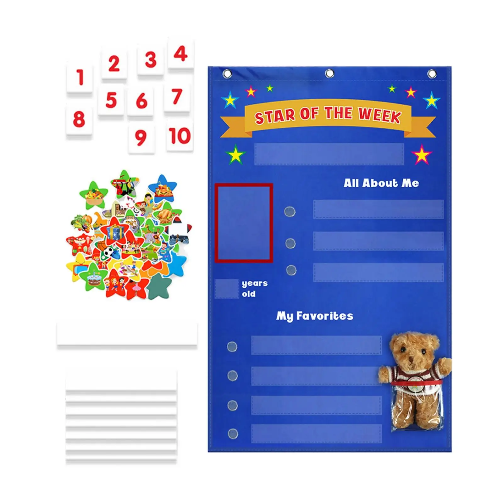 Kids Clarssroom Pocket Chart Teaching Materials Birthday Gifts for Toddlers