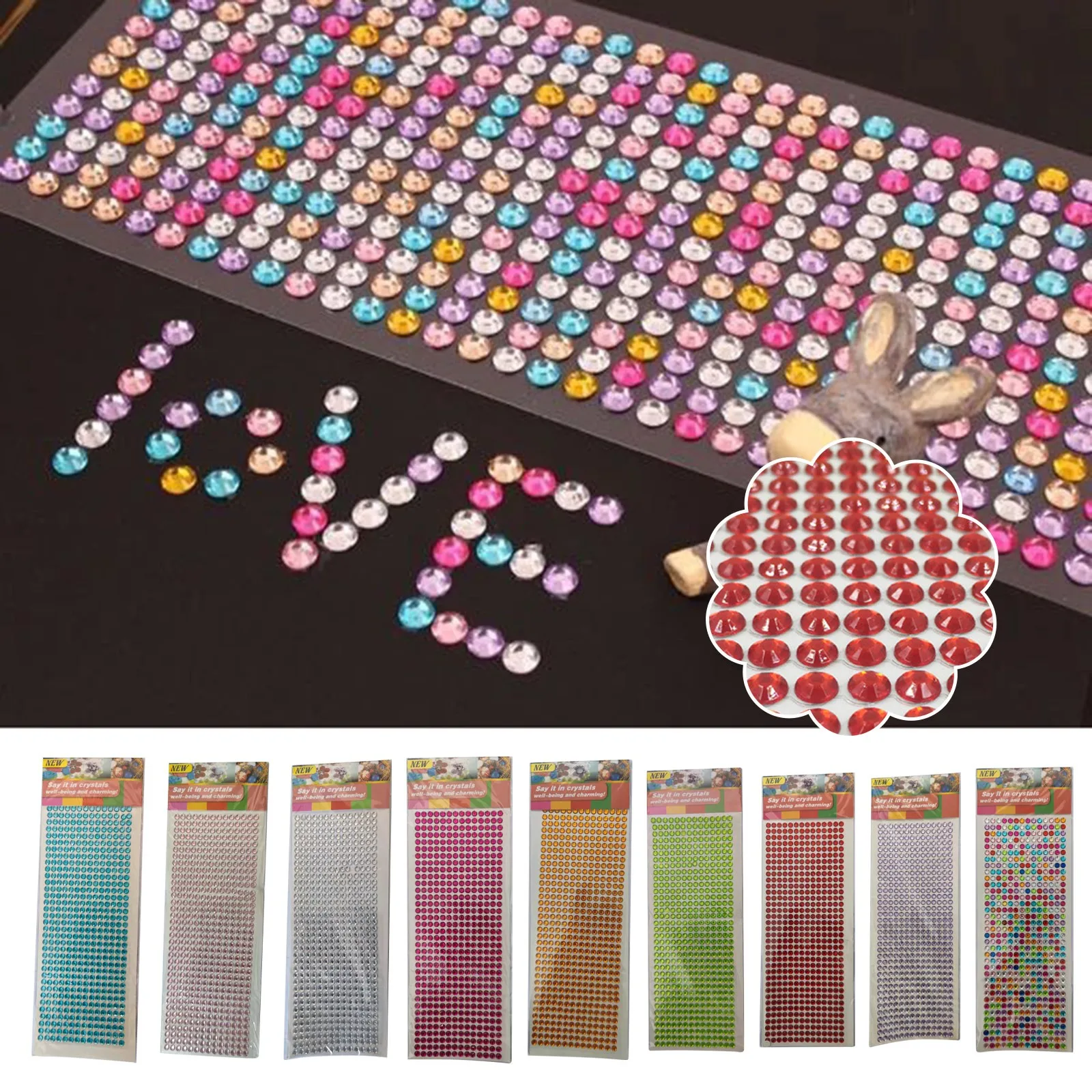 9 Colors Party Festival Decoration Face Body Colored Diamonds Jewels Stickers 504 Pcs/sheet Self Adhesive Eye Shadow Diamond