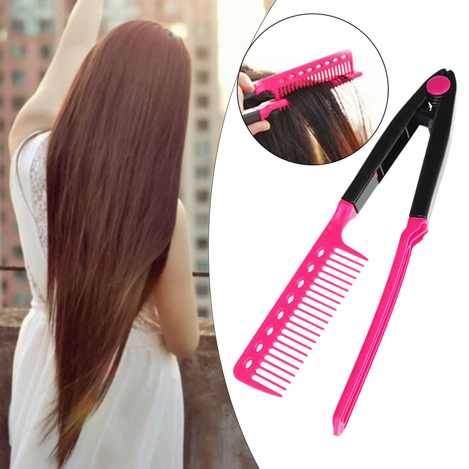 Hair Straightener Comb Professional Straight Comb Folding Straightening Brush Convenient Fashion Flat Iron Comb for Unkempt Hair