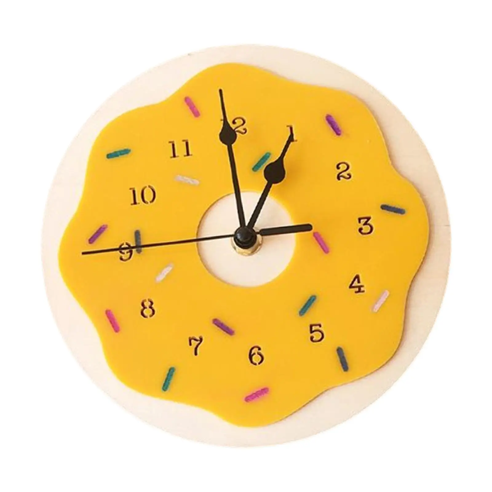 Nordic Style Donut Shaped Wall Clock Silent Art Decor Wooden Ornament Gift Crafts for Kids Room Home Living Room Nursery Shop