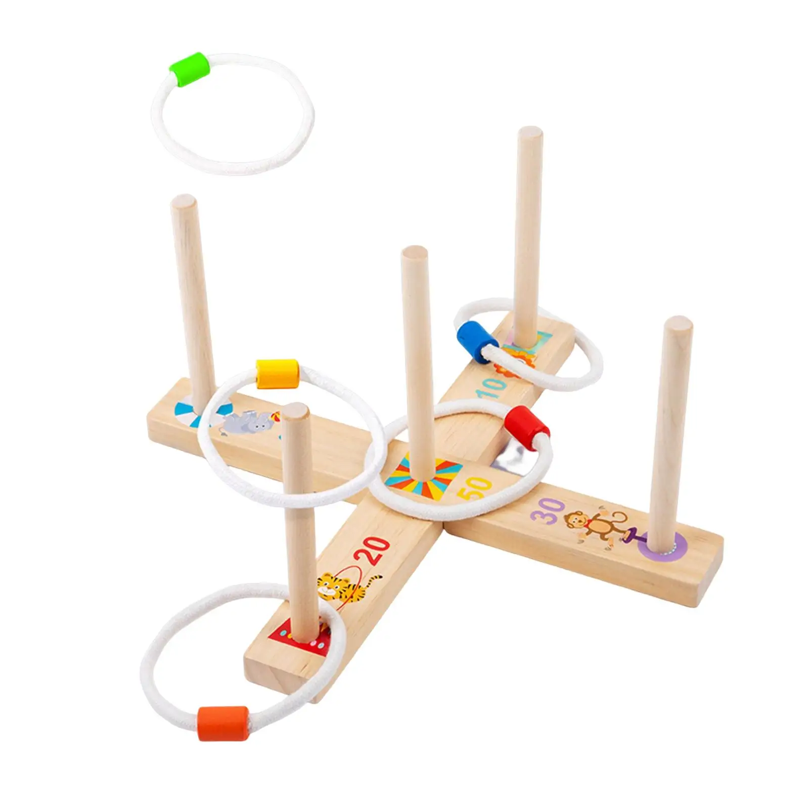 Wood Ferrule Game Puzzle Toy Ring Toss Montessori for Garden Children Beach