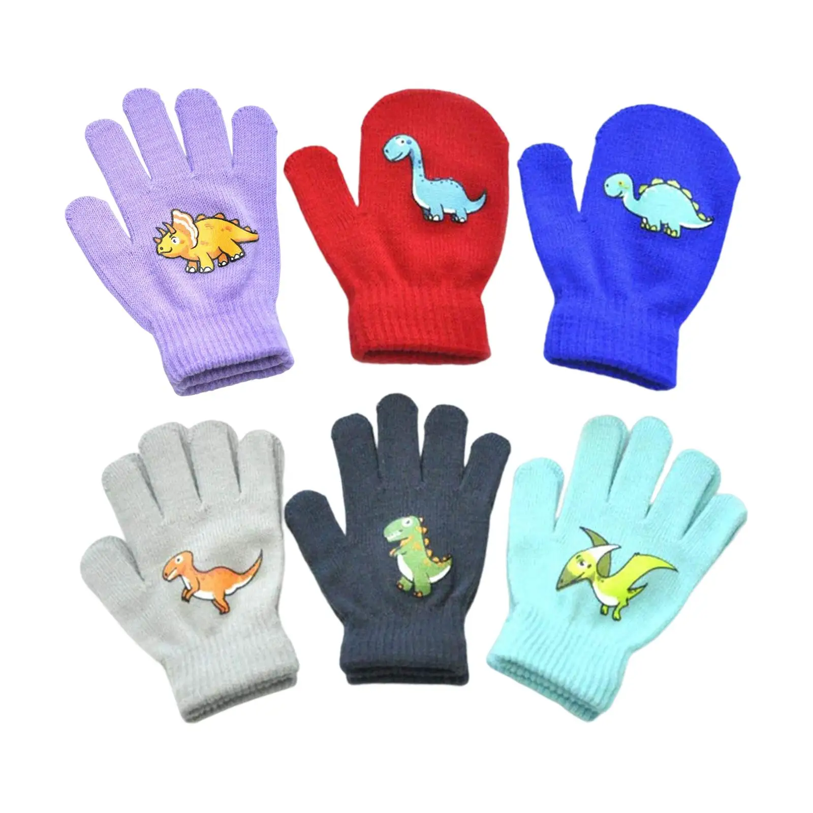 12x Stretchy Warm Knitted Gloves Playing Skating Skiing Kids Gloves Winter