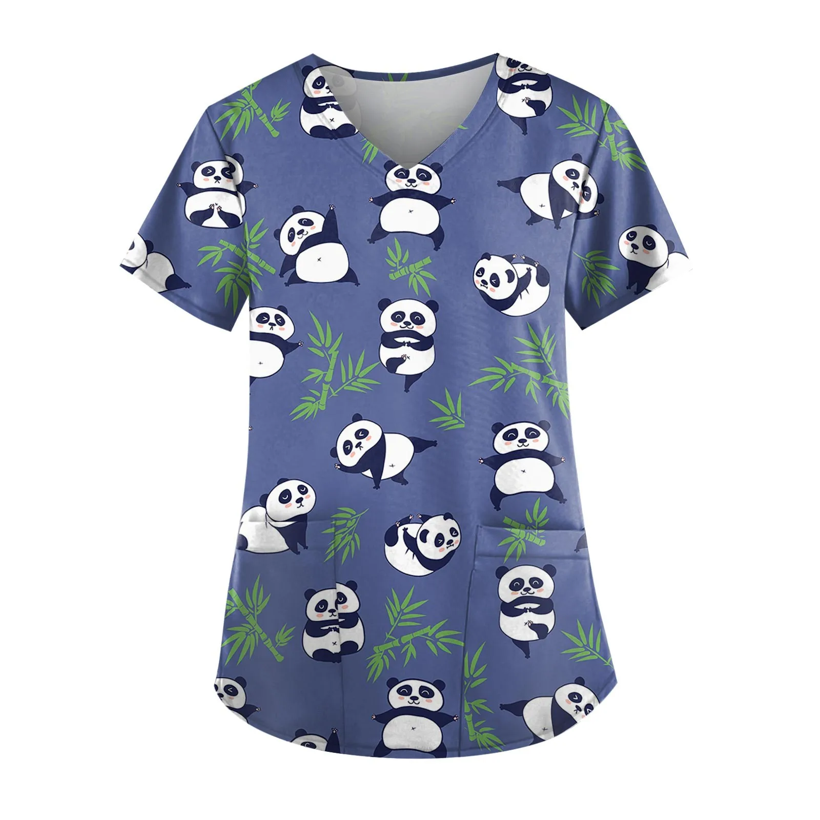 Uniforme de Trabalho Enfermeira, Camiseta Panda Bonito,