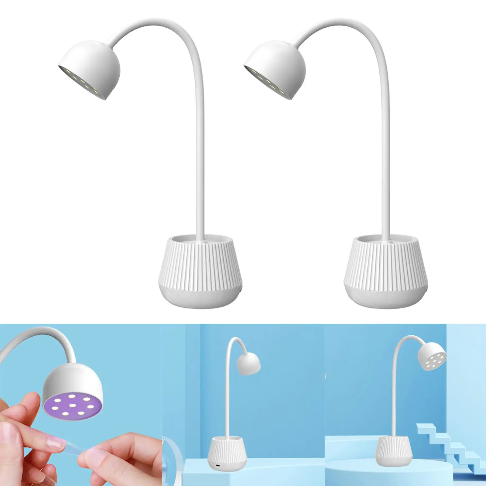 Professional LED UV Nail Lamp Lotus Shaped 360 Rotatable Nail Dryer for Gel Nails Nail Art Machine Bendable Pole Manicure Lamp