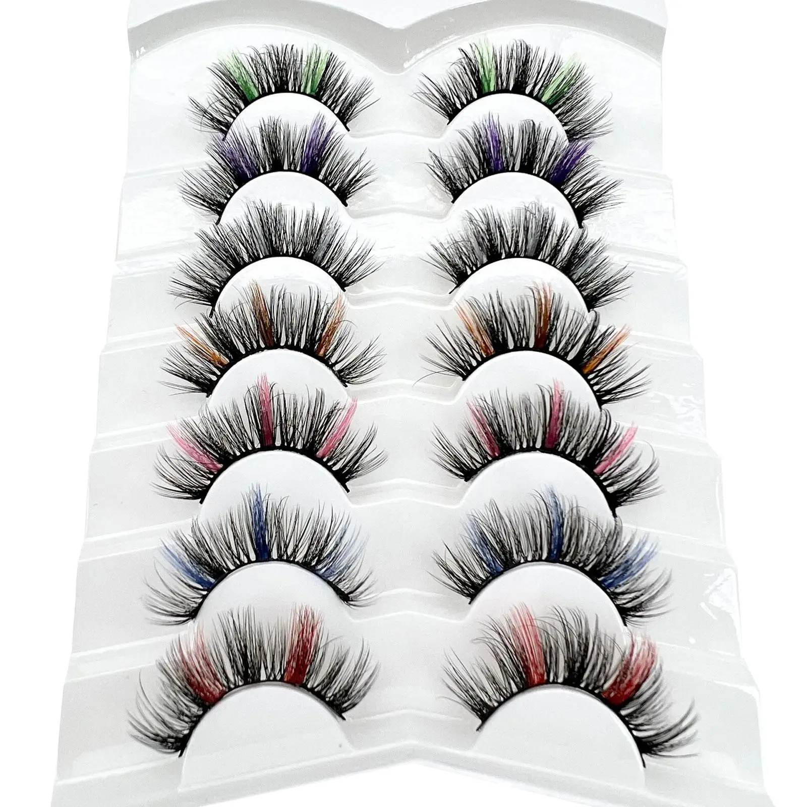 14Pieces Colored Lashes Natural Look Fake Eyelashes Soft Natural Long False Lashes with Color for Thanksgiving Cosplay