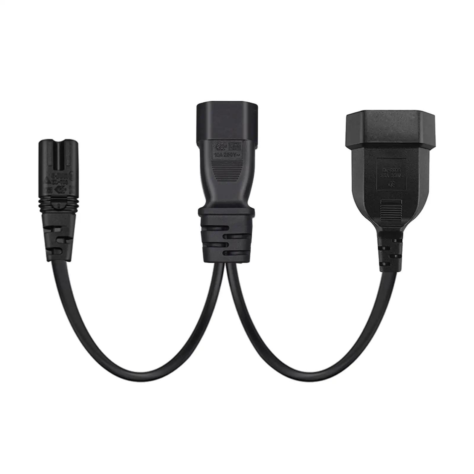 IEC 320 C14 Male to C7 and EU Y Split Power Adapter Cord 1 Replacement Power Line