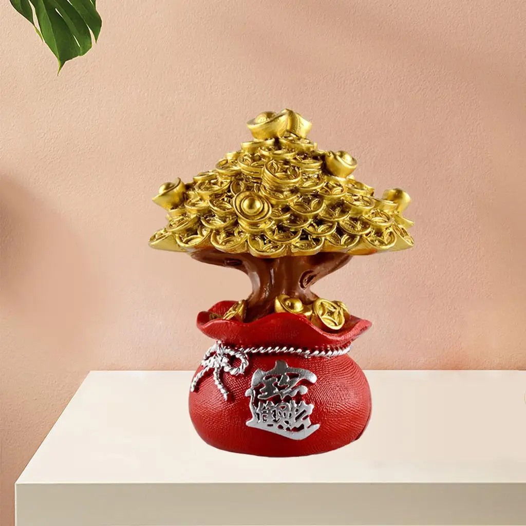 2x Lucky Tree  Ornaments Feng Shui Feng Shui Statue Bonsai Feng Shui Tree indoor and outdoor Decor Crafts