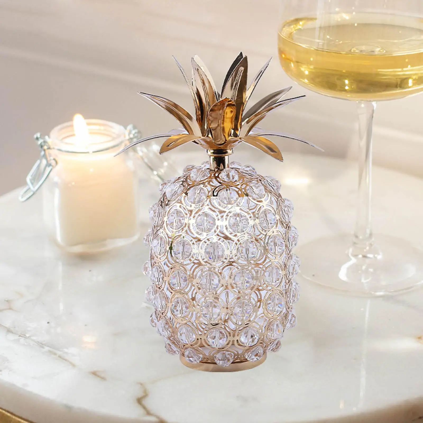 Crystal Pineapple Figurines Fruit Table Statue Sculpture for Office Entrance