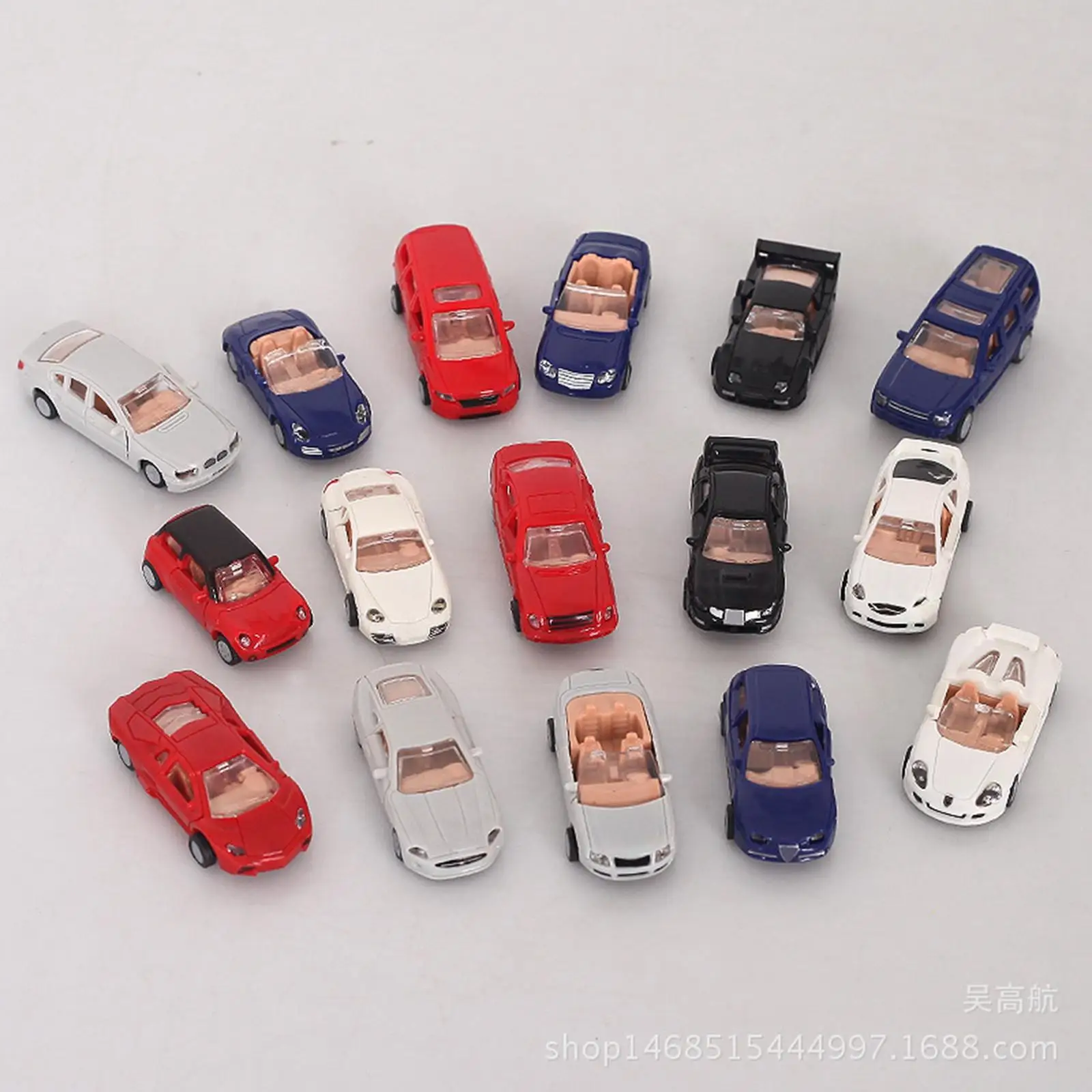 16Pcs Car Model Building Double Doors Car Models Puzzle 1/87 Car Playthings