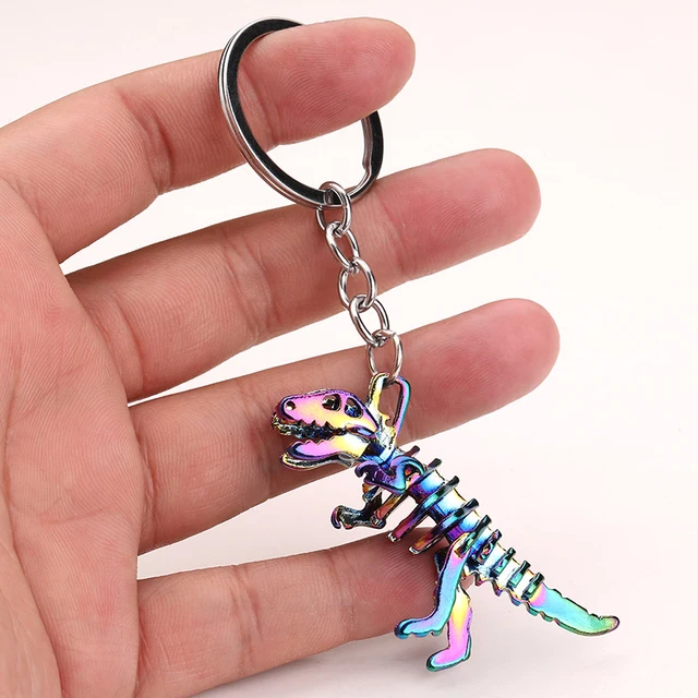 1Pc Alloy Colorful Skeleton Dinosaur Keychain Holiday Gift Pendant Cartoon Dinosaur  Keychain Car Key Bag Pendant Random Delivery - AliExpress