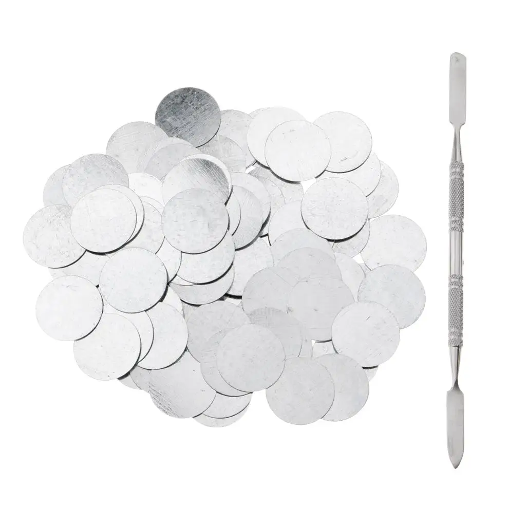 100Pcs/Lot Metal Cosmetics Eyeshadow Stickers for Empty Magnetic Makeup s + Stainless Steel Depotting 