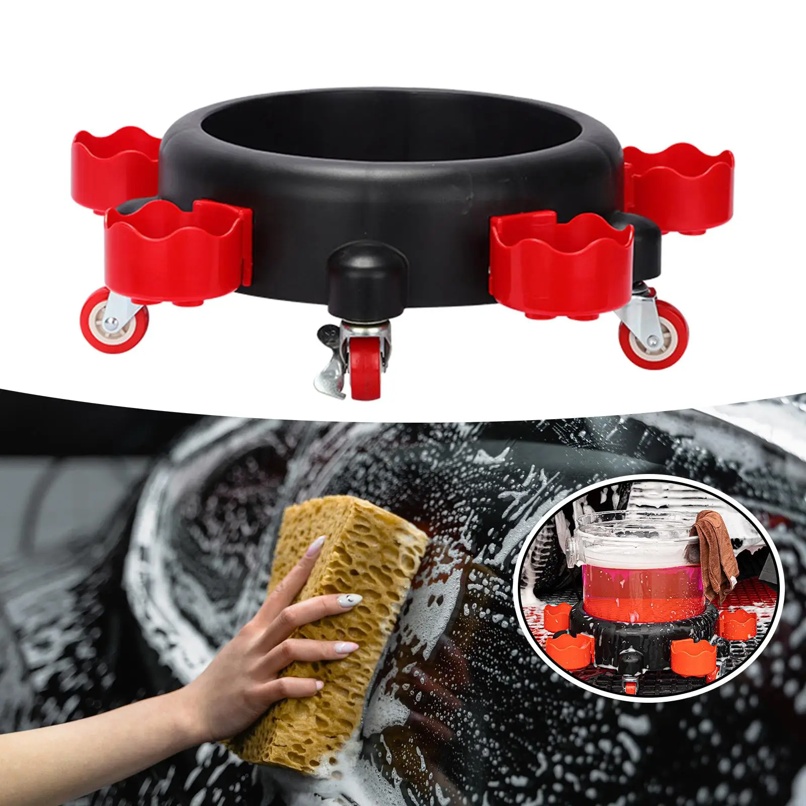 Bucket Dolly 360 Degree Rolling Dolly Heavy Duty Car Wash Bucket Base Pulley for Car Beauty Car Washing Detailing Cleaners