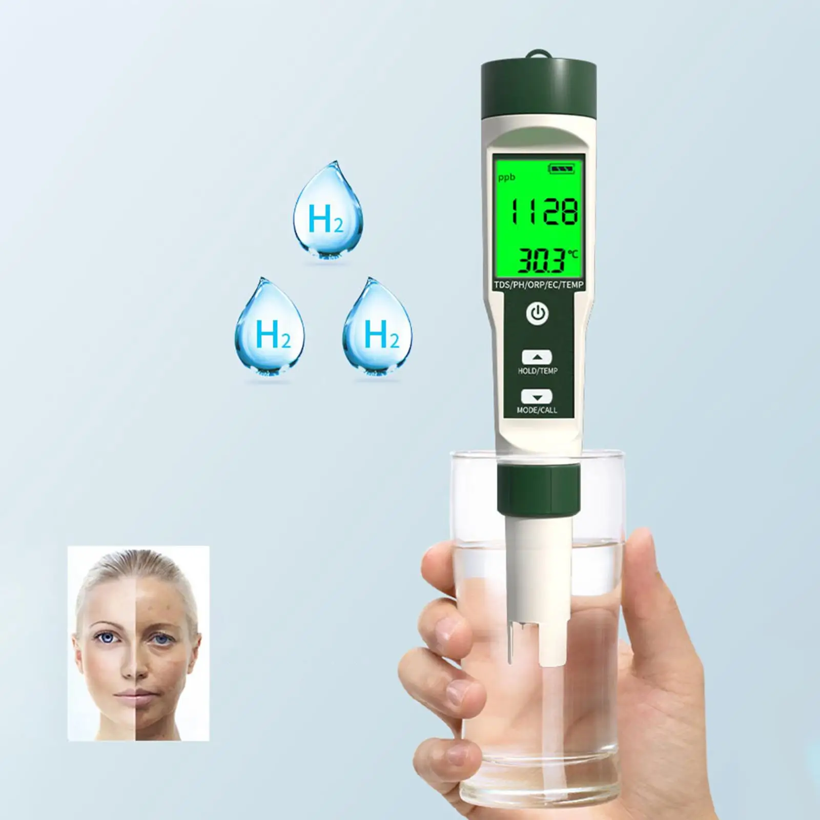 Digital Water Quality Tester Backlight Portable Handheld Water Test Meter Temperature Meter for Fish Tanks Swimming Pools Pond