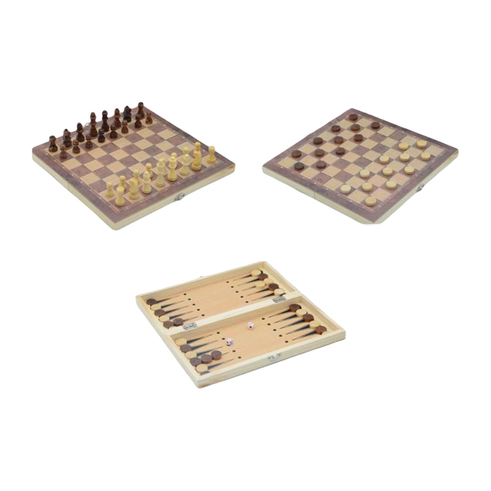 3 in 1 Beginner Chess Folding Storage Lightweight Portable Chess Checkers Backgammon Sets Chess Set Board Games for Indoor Home