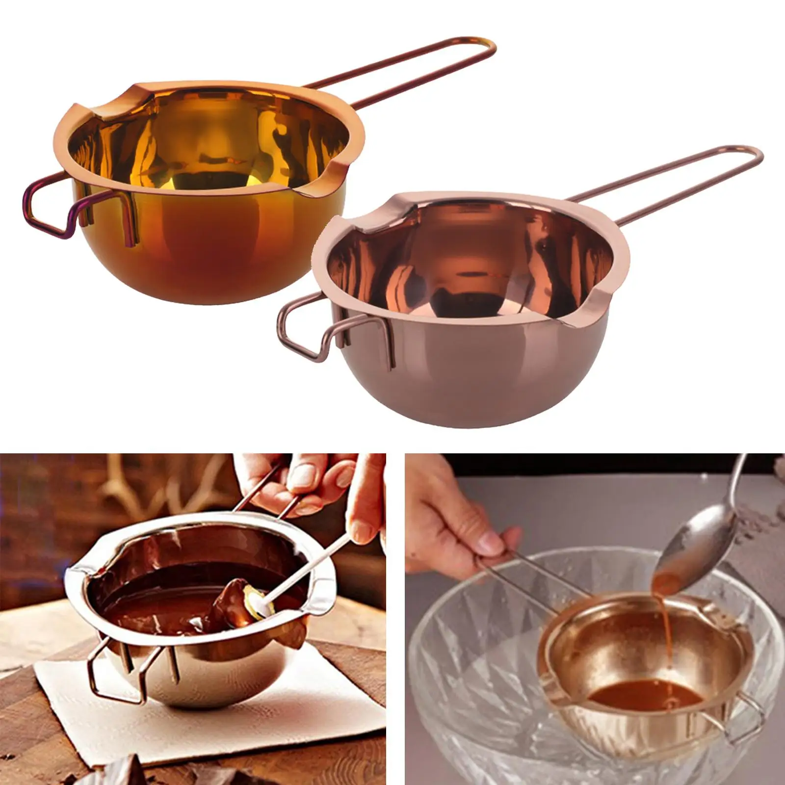 400ml Stainless Steel Double Boiler Pot for Melting Chocolate, Candy, Candle Use and Clean Easily ,Flat Bottom Long Durability