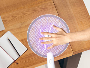 2 in 1 Mosquito swatter Electric Fly Bug Killer Lamp Zapper with 1200mAh Battery USB charge with Safety Mesh for Indoor,Outdoor