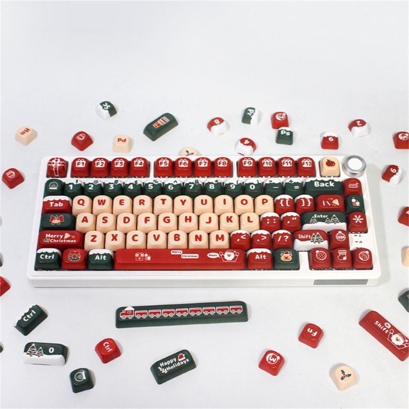 130key Weihnachten Themen Keycaps Moa Profil Pbt Keycap für 61 63 64 68 82 84 87 96 mechanische Tastatur – Detail 1