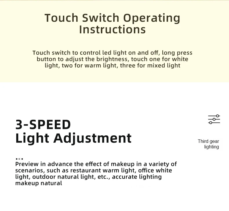 Description Picture 6 of itemMakeup Mirror With Light White LED Daylight Vanity Mirror Detachable/Storage Base 3 Modes Mirror With Light Gift USB Cable