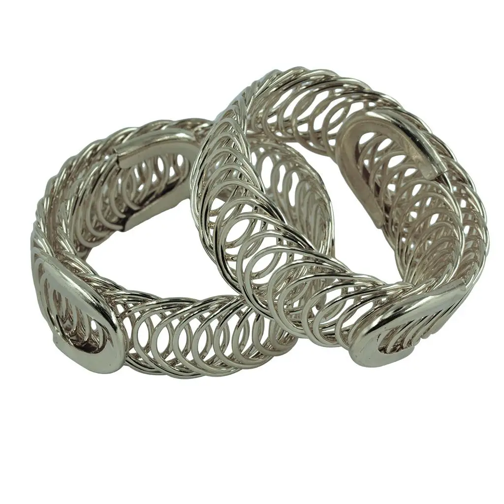 2PCS Stainless Steel Spiral Cuff Adjustable Stretch Wrap Bangle Bracelet