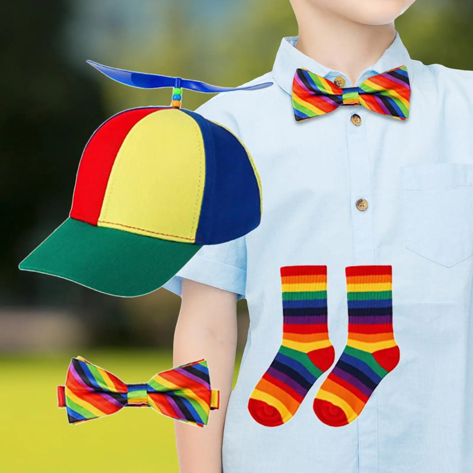 Child Baseball Hat Breathable Colorful Socks Bow Tie for Outdoor