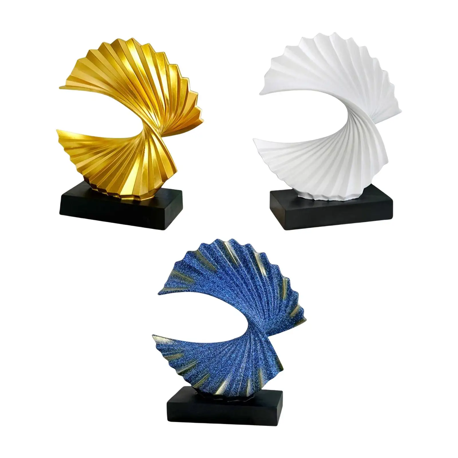 Home Ornament Fan Resin Sculpture Statuette Classical Stylish Gift Art Crafts Statue for Table Shelf Living Room Decor