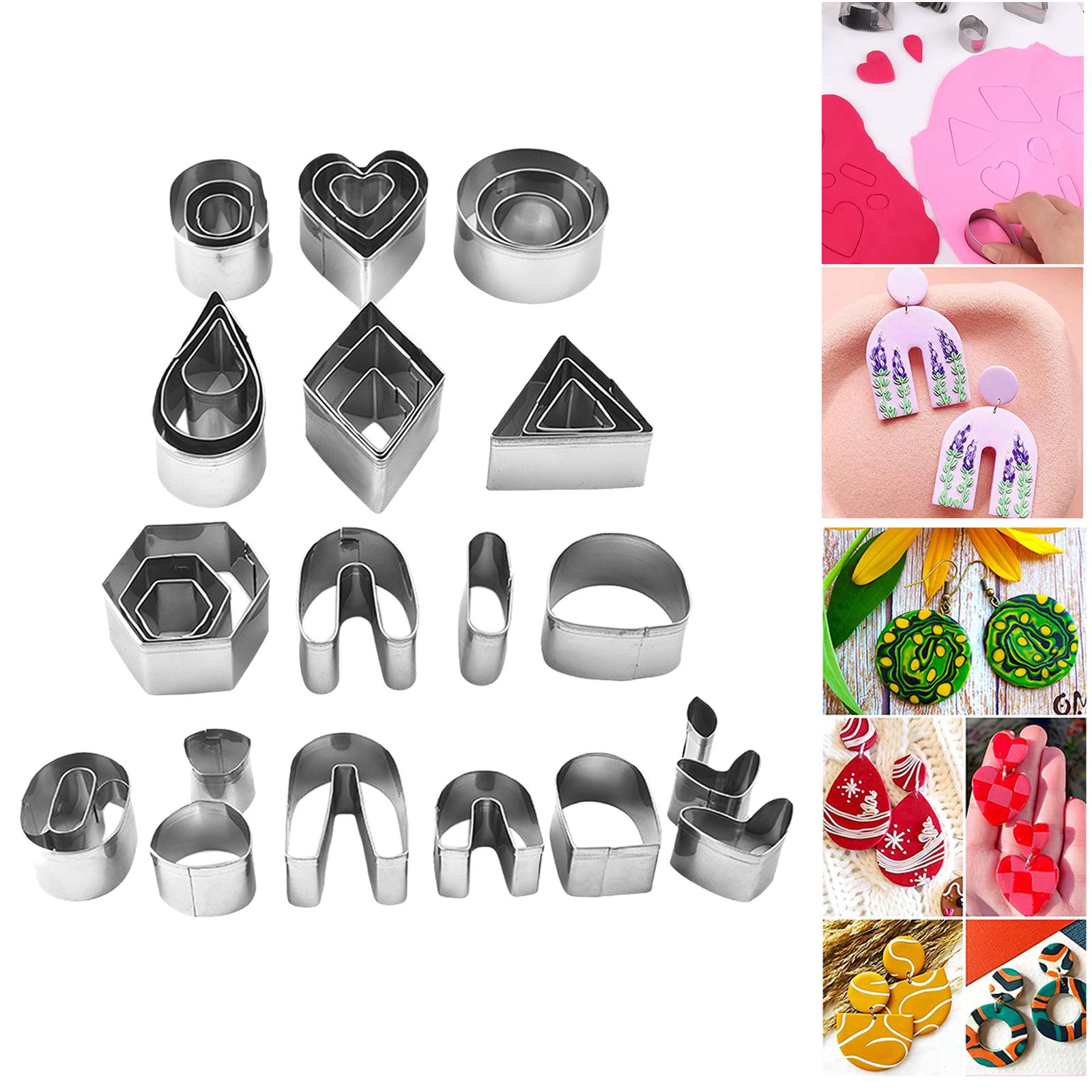 33Pcs Polymer Clay Starter Pack Stainless Steel Cutting Mini Shapes Cutter for Homemade Baking Earring Cookies Vegetable