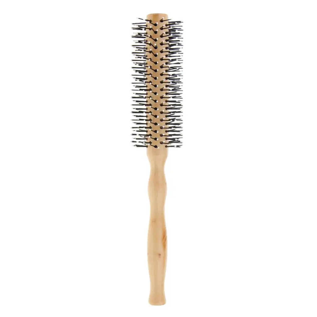 2x Wooden Lotus Round Hair  Wavy Curling Detangling Comb Hairbrush