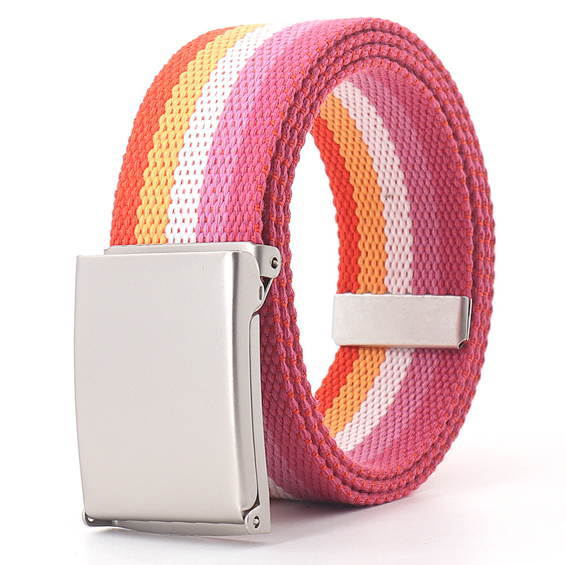 3.8X120cm Simple Design Stripe Rainbow Style Male and Female Students Youth Casual Canvas Jeans Women Belt Clothing Accessories