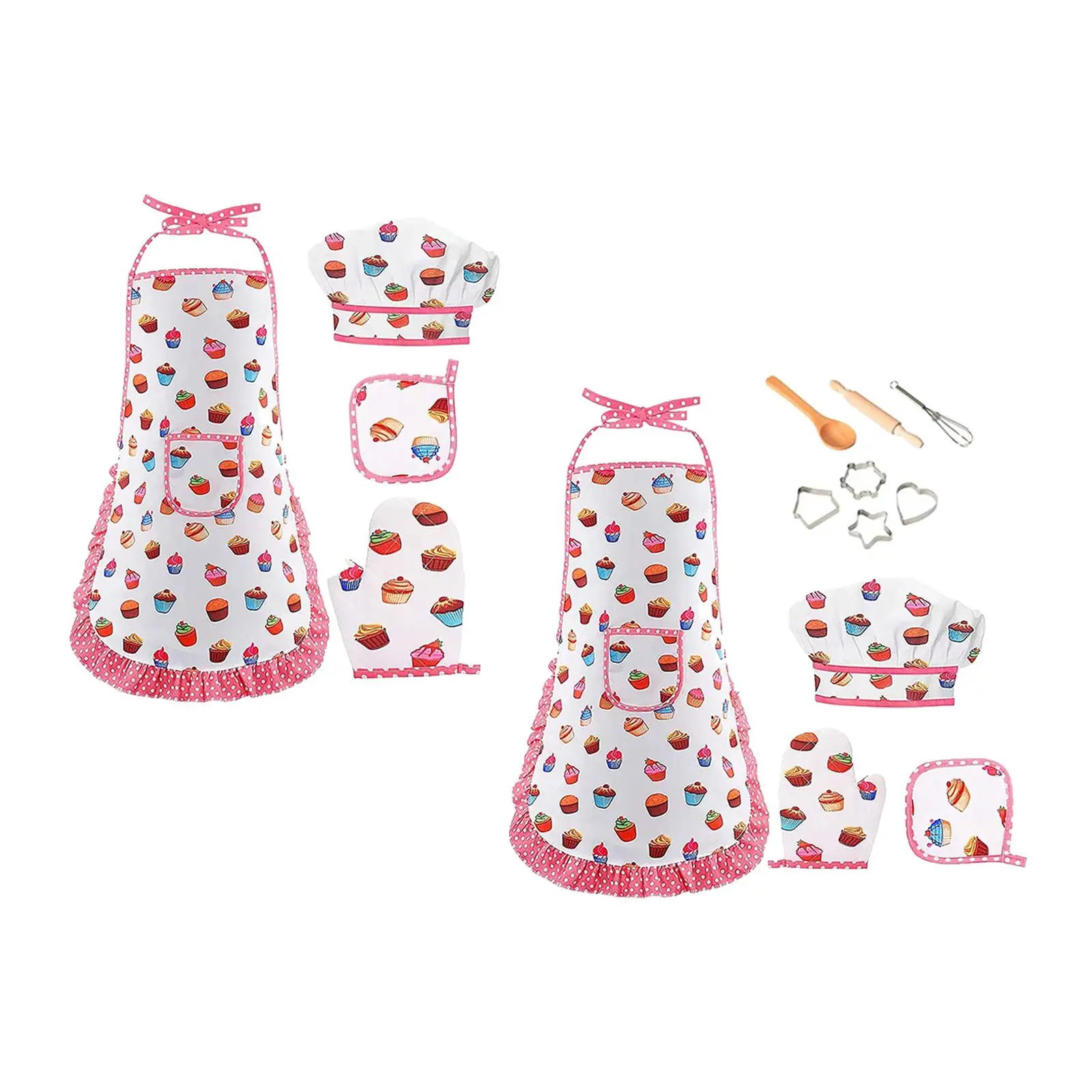 Chef Clothing Set Kids Apron Developmental Toy Cooking Baking Set for Toddlers Children Girls Birthday Gift