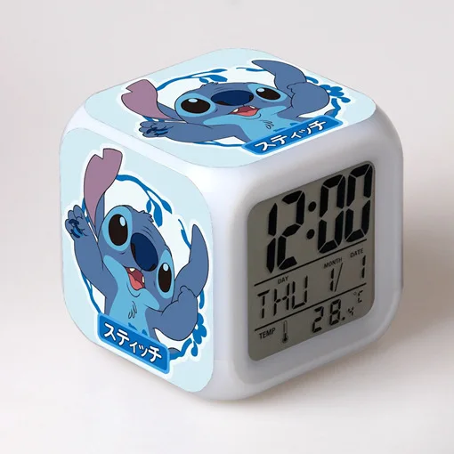 Lilo & Stitch Réveil Numérique Affichage De La Température 7 Couleurs  Changeant Veilleuse Chevet Bande Dessinée Horloge Décor À La Maison Enfants  Jouet Cadeaux