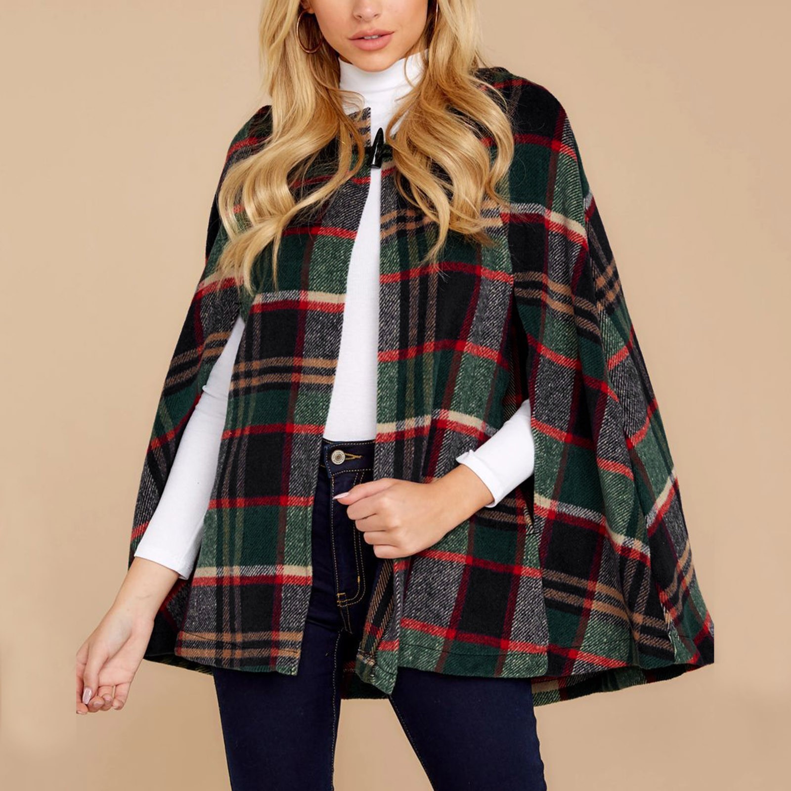 Shawl Collar Split Sleeve Cloak Blazer Cape New Womens Spring Wool Plaid  Jacket Warmer Coat Korean Casual Ladies Cape Coats Top | AliExpress