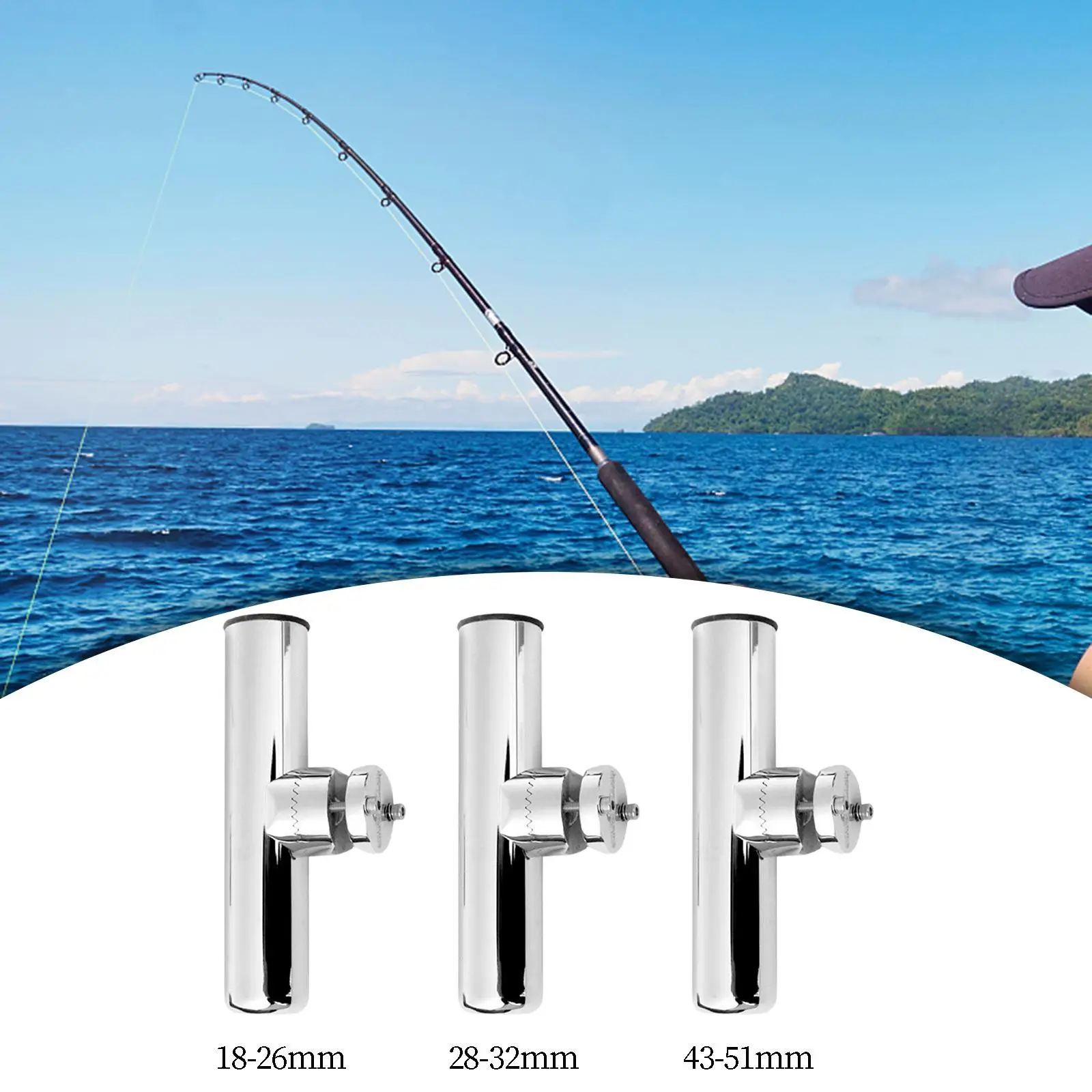 Clamp on Rail Mount Boat Accessories Side Mount Stainless Steel Fishing Rod Holder Bracket Supporting for Kayak Camper RV Truck