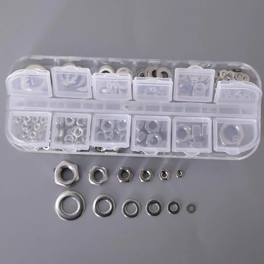 [137-PCS]M2-M8 Flat Washer and Hex Nuts Assortment Flat Gasket Hex Nuts Made