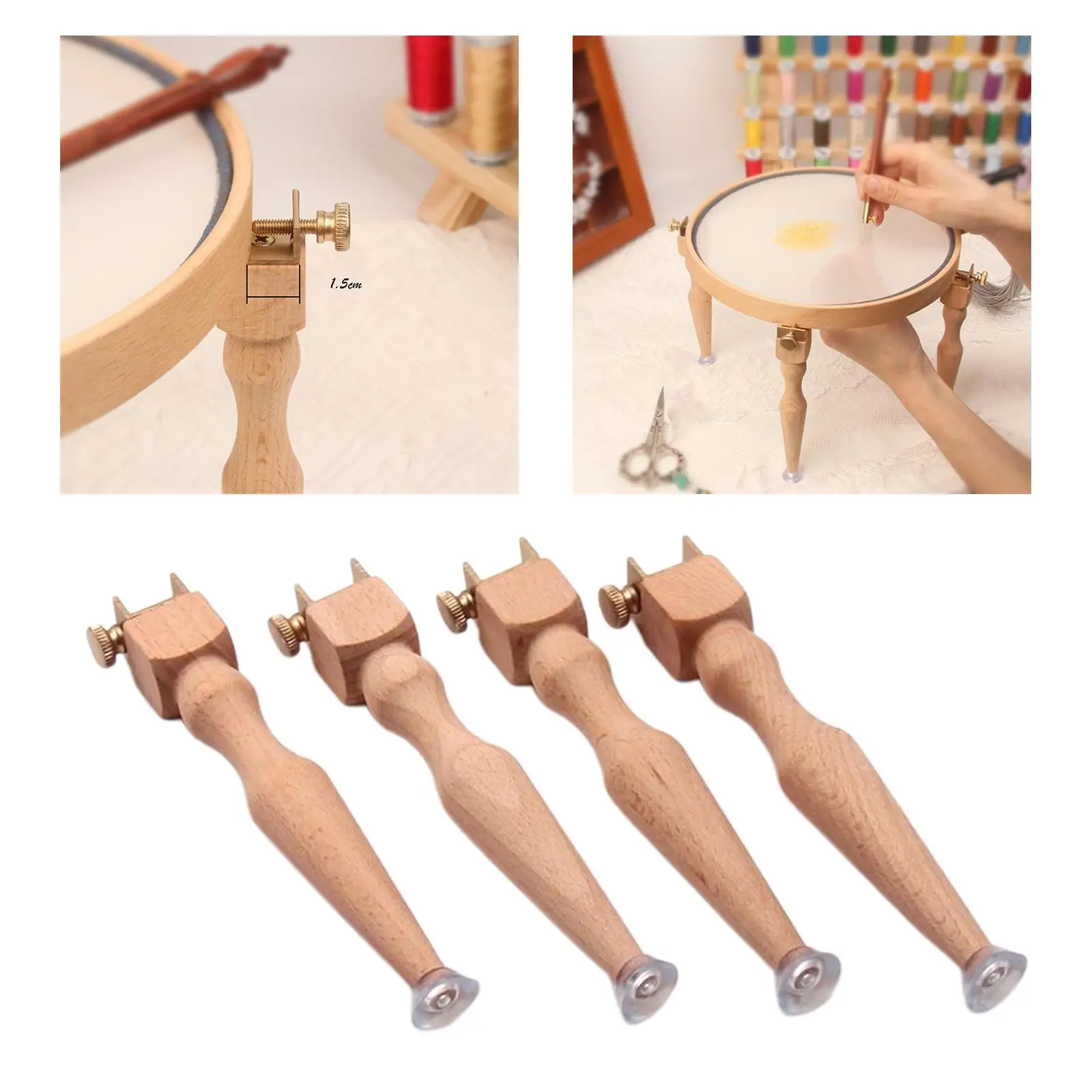Adjustable Wooden Embroidery Hoop Stand Legs 4Pcs Needlework  Stitch Embroidery  Legs Rack Holder Crafts Supplies Tools