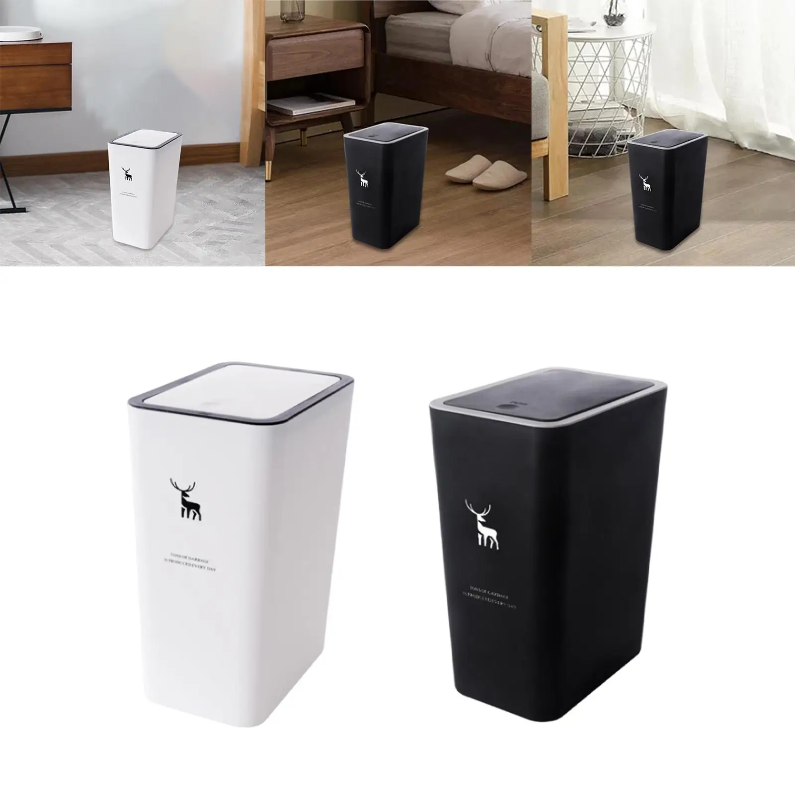 Garbage Can Household Space Saving with Lid Garbage Container Trash Can Rubbish Bin for Corner Door Kitchen Cabinet Living Room