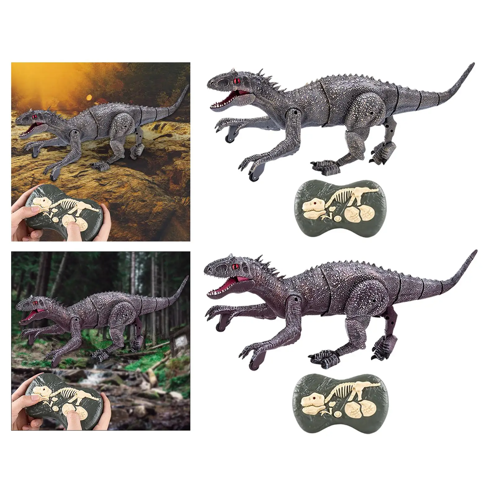  RC Dinosaur Toys Walking Movement with Glowing Eyes for Boys Kids Toys Birthday Gifts