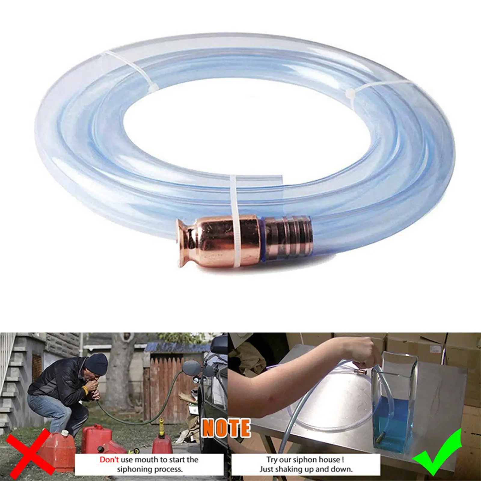Transparent Siphon Hose 3/4 inch 118inch for Gasoline Gas Transfer Multifunctional Universal Transferring Tool Pump Transfer