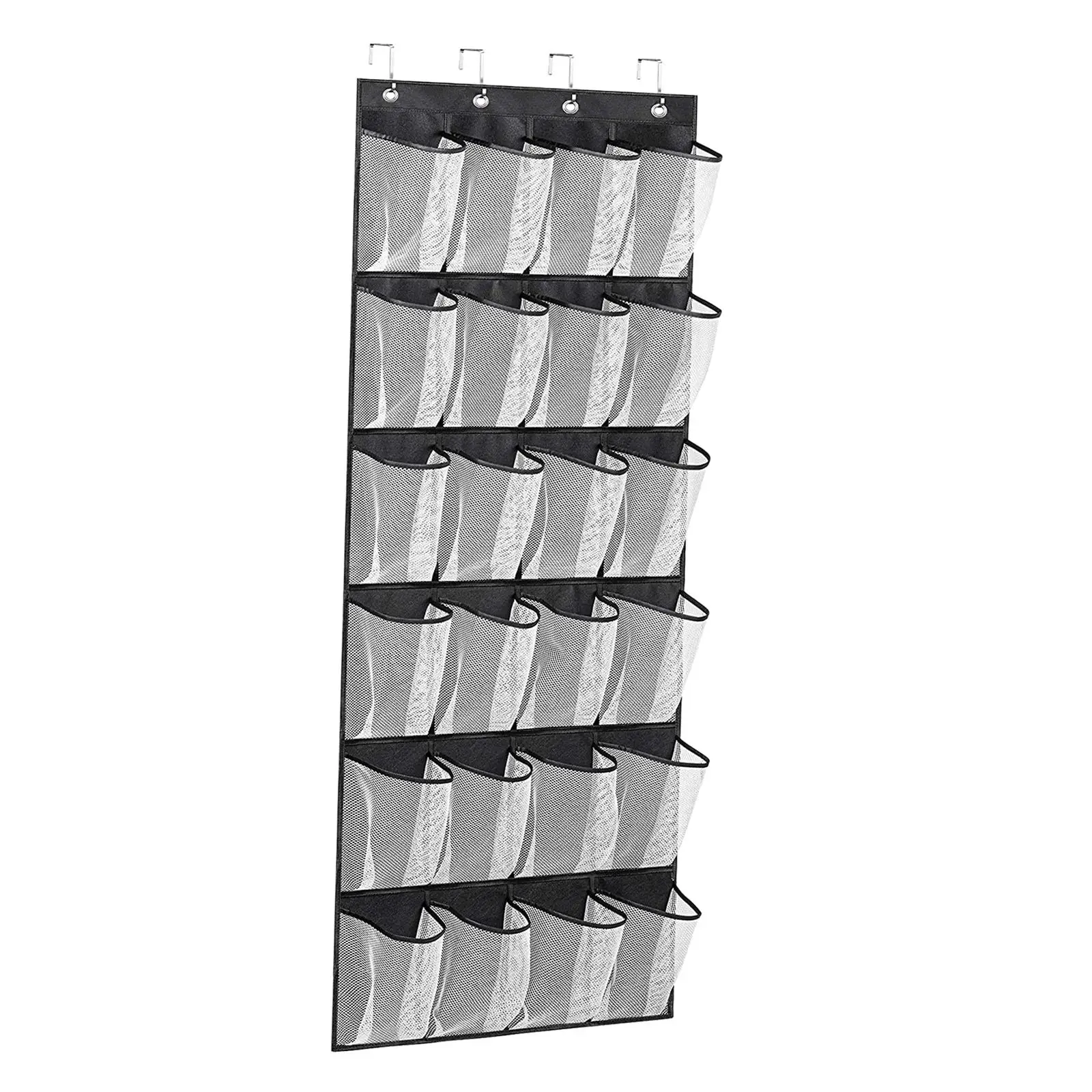Hanging Shoe Organizer 4 Hooks Accessory 24 Pouches Foldable Durable Over The Door Hanging Shoe Organizer for Living Room Door