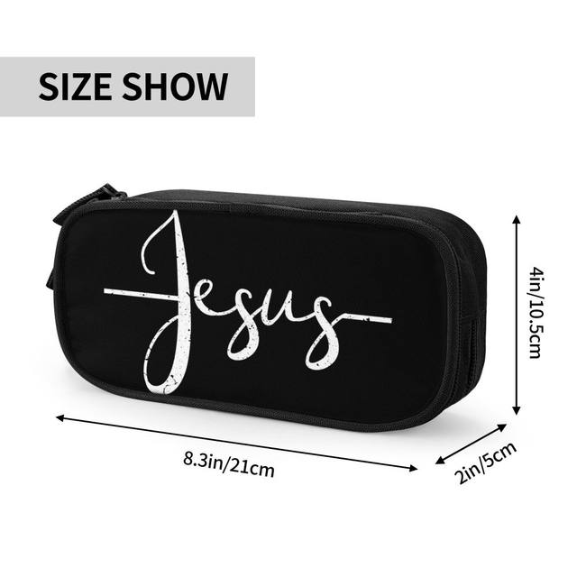 SDERDZSE Yeshua Jesus Christian Standing Pencil Case, Cute Pencil Pouch  Large Capacity Pen Case Portable Pencil Bag For Women Men