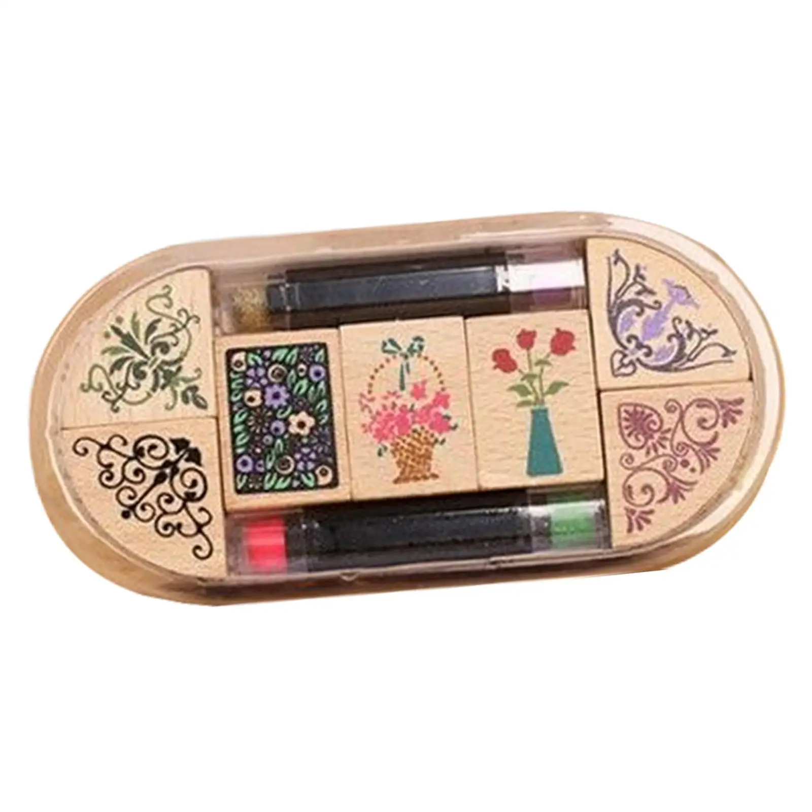 Wooden Stamp Set Multipurpose Decorative for Drawing Planner Decorations