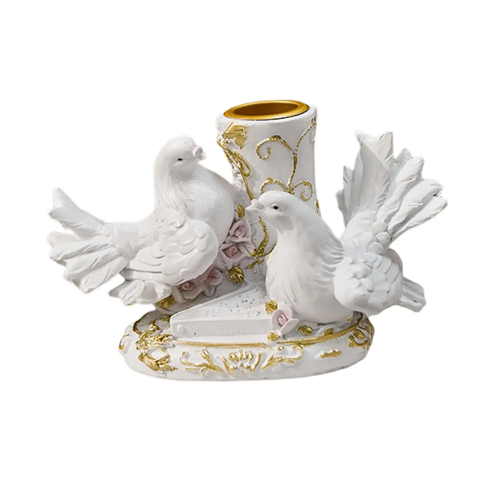 White Pigeon Statue Candle Holder Resin Craft Sculpture Pigeon Figurine for Dinner Table Fireplace Home Decor Collectable