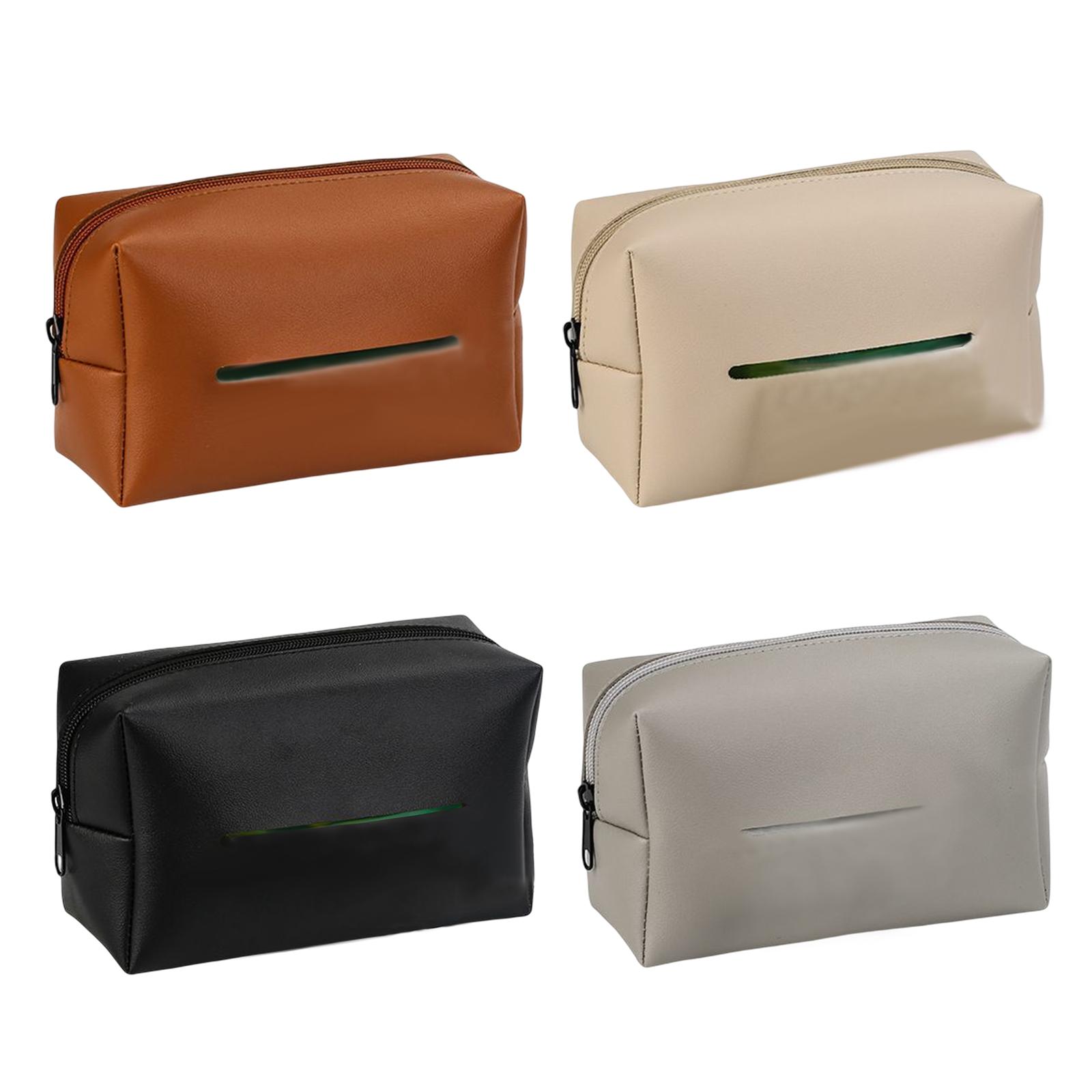 PU Leather Box, Sun Visor Seat Back Auto Tissue Bag Napkin Case for Trucks