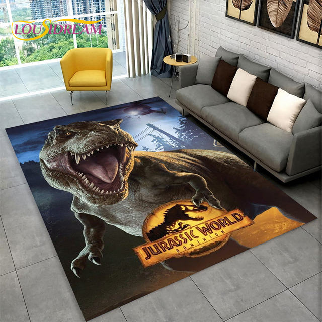 Alfombra de juegos antideslizante con diseño de dinosaurios 130x130cm